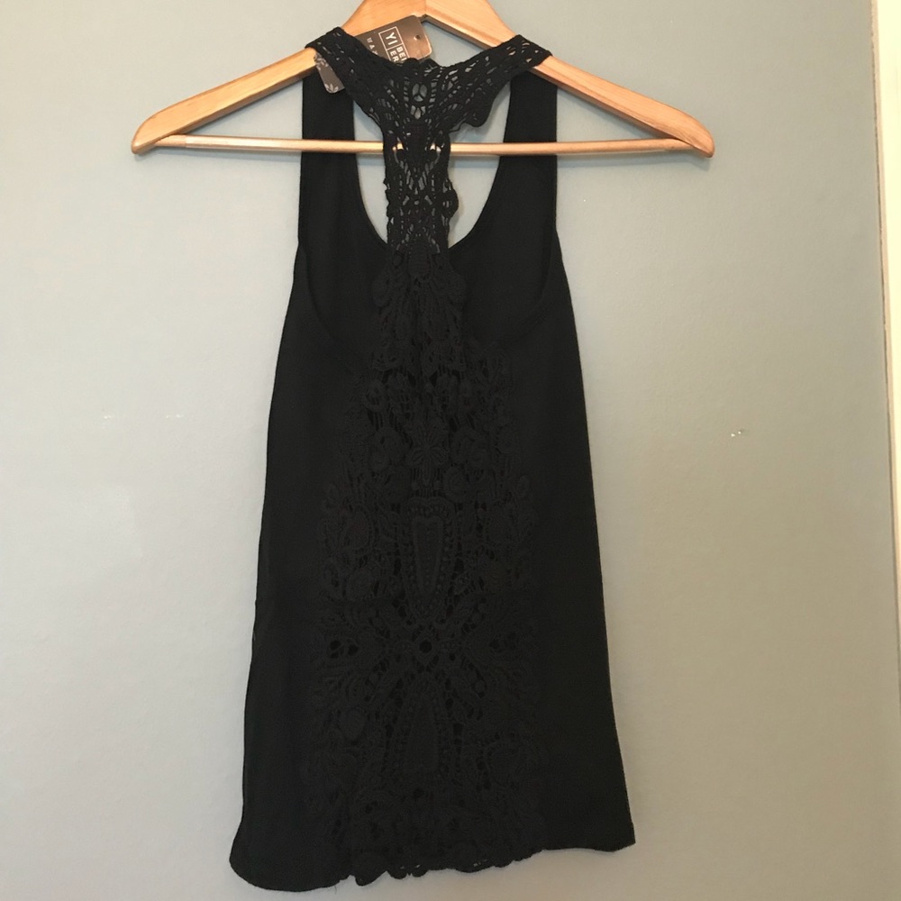 Black lace back tank